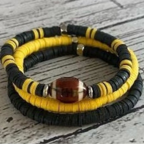 Jewelry - Handmade Football Stretch Bracelet Set